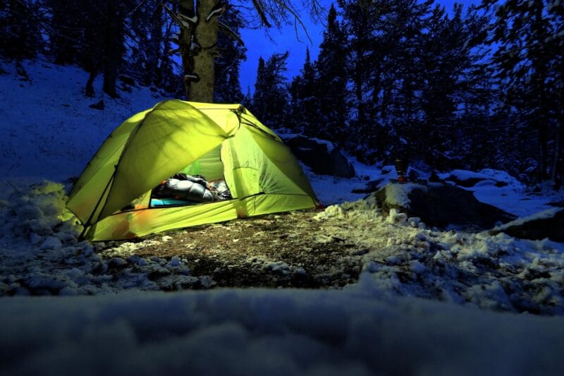 tent in snow