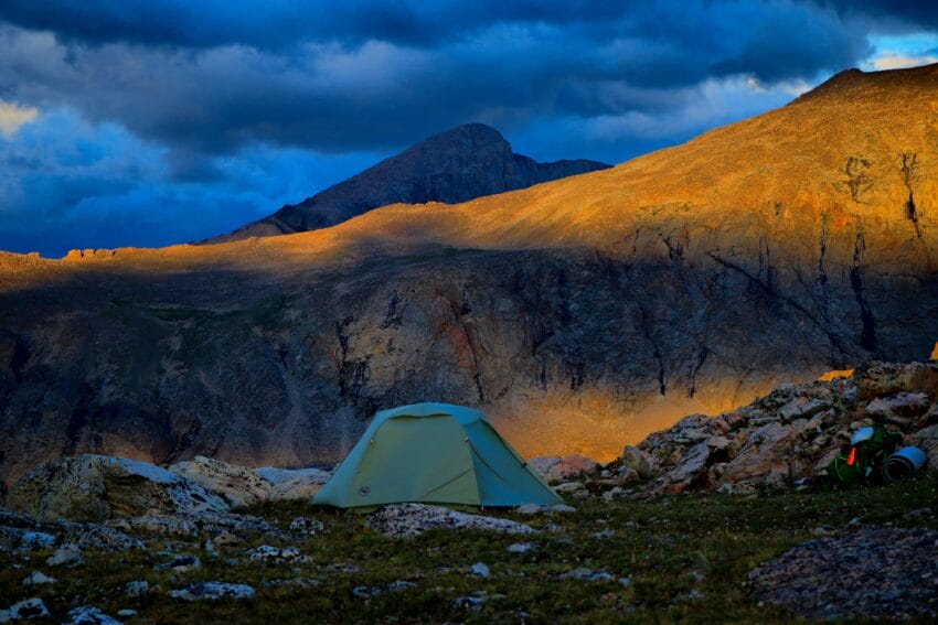 Camp above Loomis Lake, Wyoming.