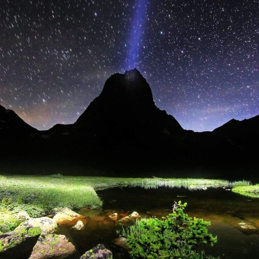 Cathedral Lake, Wyoming at night.