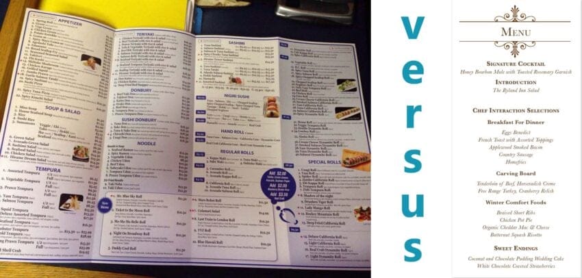 long menu vs short menu