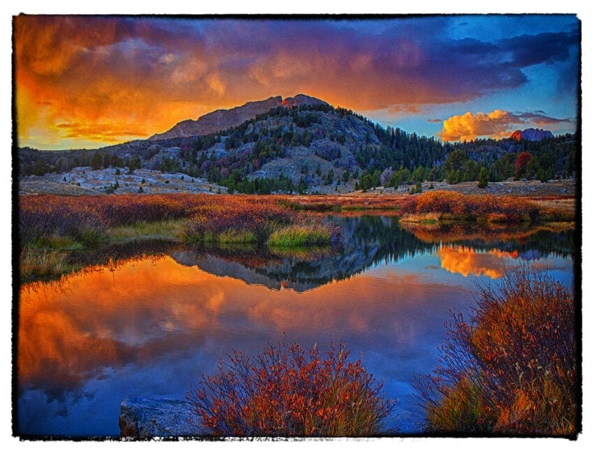Mount Geikie sunset reflection