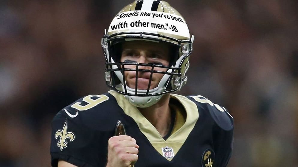 what is on drew brees jersey that looks like darth vader