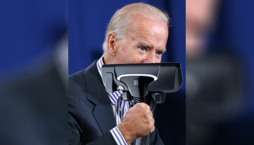 joe biden nose caught in vacuum